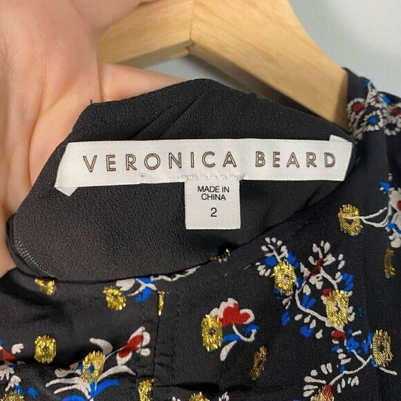 VERONICA BEARD Parc Ruched Floral Ruffle Silk Mini Dress - Picture 6 of 13